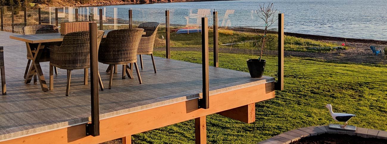 Duradek Driftwood and Durarail Topless Glass Railing